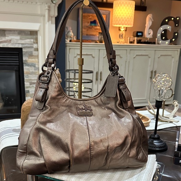 COACH Madison Maggie Shoulder Bag in Metallic Antiqued Bronze, GUC - Picture 4 of 16
